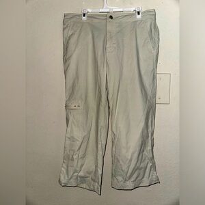 Coolibar women’s cream cropped straight leg UPF 50+ pants S summer outdoors